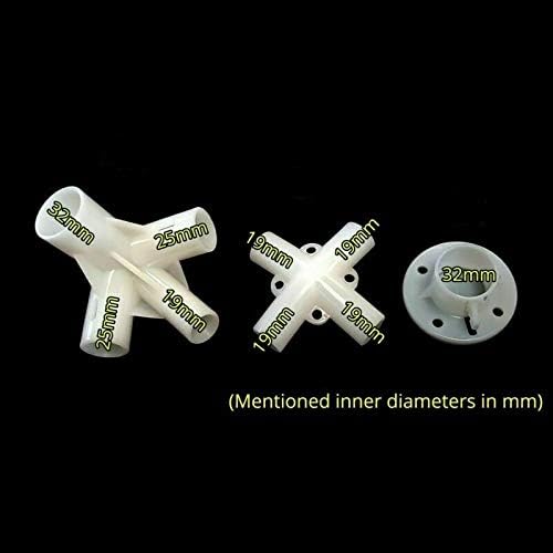 Gazebo 3m x 3m Spare Parts 4 Way Connector 32mm x 25mm x19mm x 19mm Gazzebo Parasol Tent Shade Canopy Corner Adaptor Pole Connecter White - A-ZAREY
