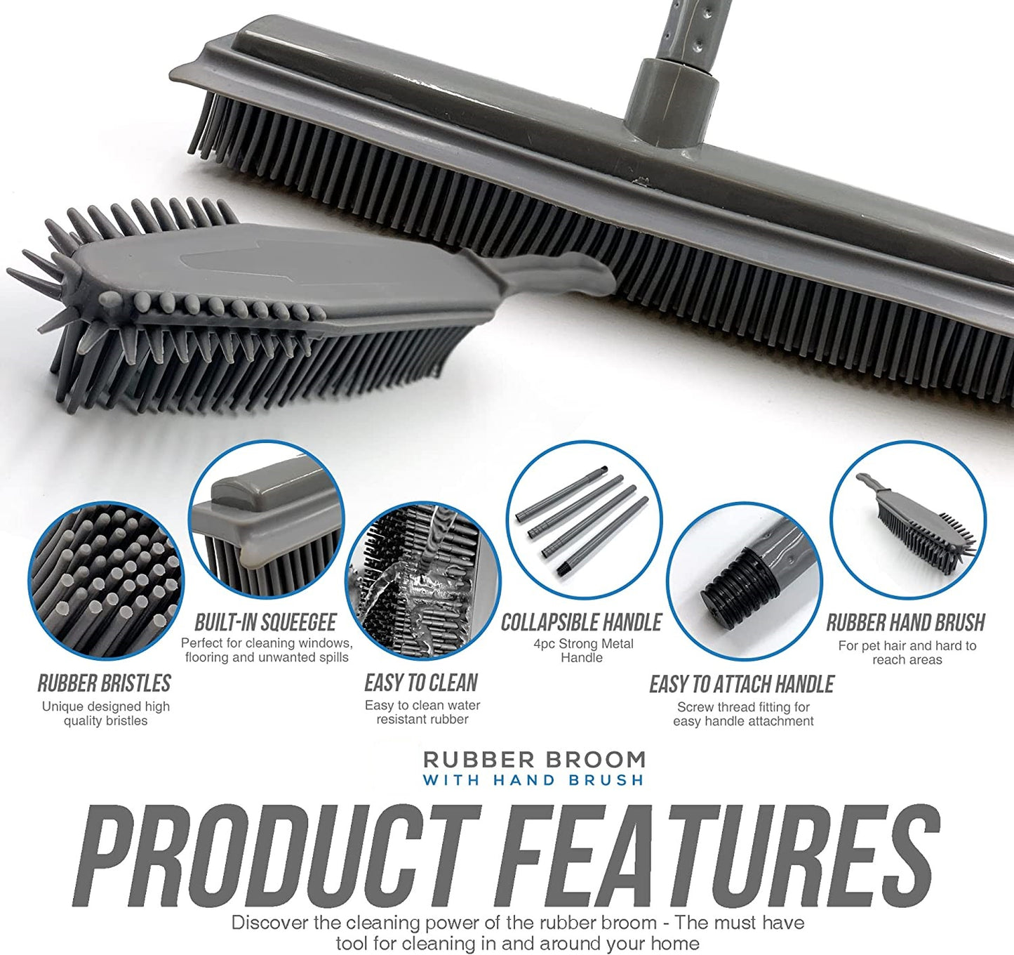 Fake Grass Brush And Hand Brush Set Rubber Bristled Cleaning Hand Brush Rubber Bristles Repairs Cleans Lifts Flat Tired Grass Blades - A-ZAREY