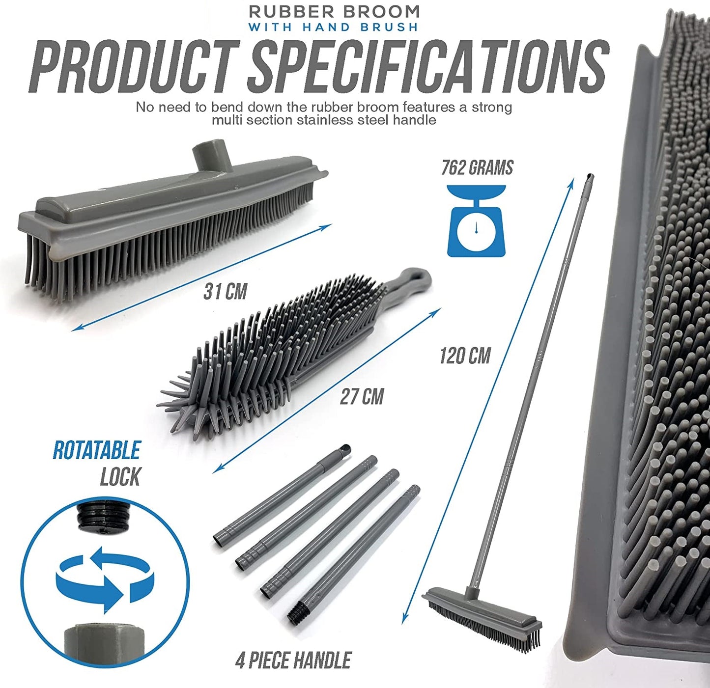 Fake Grass Brush And Hand Brush Set Rubber Bristled Cleaning Hand Brush Rubber Bristles Repairs Cleans Lifts Flat Tired Grass Blades - A-ZAREY