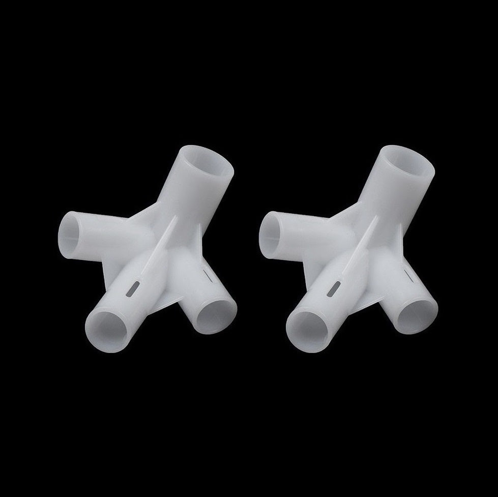 Gazebo 3m x 3m Spare Parts 4 Way Connector 25mm x 19mm x 19mm x 19mm Gazzebo Parasol Tent Shade Canopy Corner Adaptor Pole Connecter White - A-ZAREY