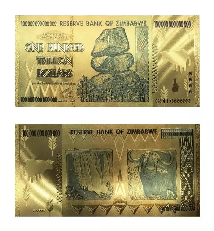 Rare Zimbabwe $100 Trillion Bank Note Currency Gold Rare Money Million Dollars Cash Certificate Frame Framed - A-ZAREY
