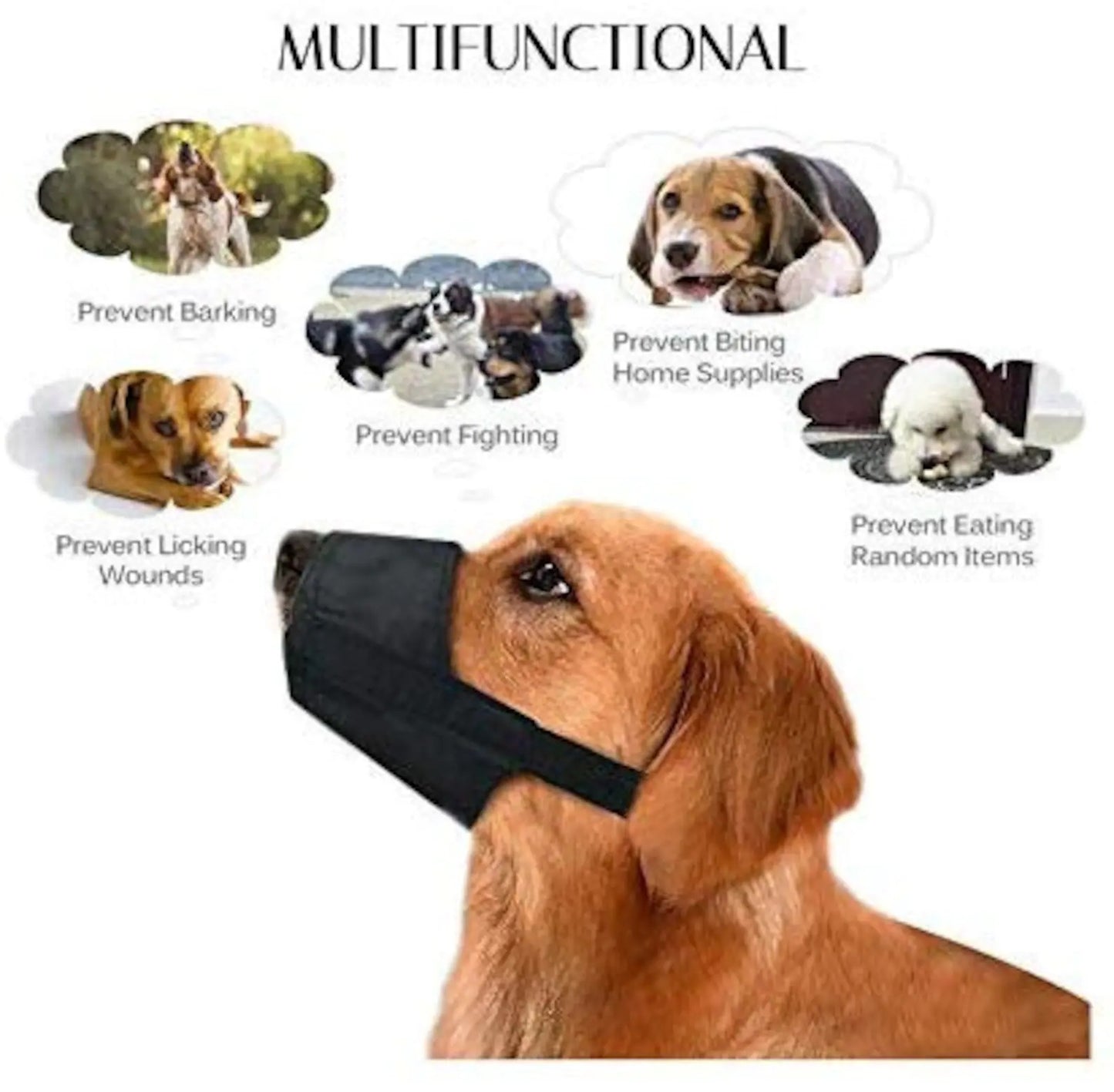 Afghan Hound Dog Muzzle Size 5 Comfortable Lightweight Nylon Quick Release Anti Bark Anti Bite Training Mouth Cover Guard - A-ZAREY