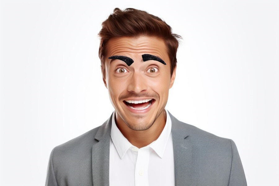 Fake Eye Brows Self Adhesive Black Comedy Stick On Eyebrows Pretend Bushy Plush Brows Fancy Dress Accessory - A-ZAREY