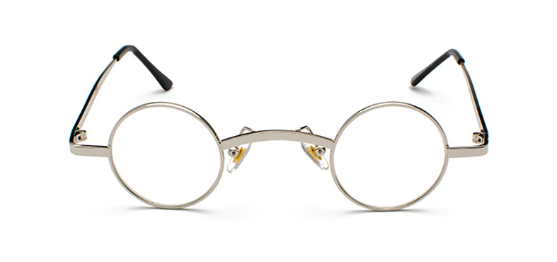 Father Christmas Glasses 38mm Lens Clear Neutral Round Small Lens Silver Santa Metal Framed Vintage Retro Eye Glasses Spectacles - A-ZAREY