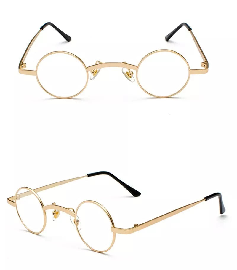 Father Christmas Glasses 38mm Lens Clear Neutral Round Small Lens Gold Santa Metal Framed Vintage Retro Eye Glasses Spectacles - A-ZAREY
