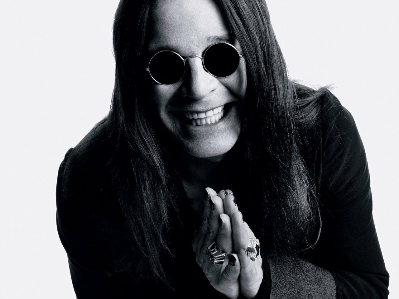 Ozzy Osbourne Wig And Glasses Black Sabbath Fancy Dress Costume Long Real Feel Wig And Round Black UV Glasses - A-ZAREY