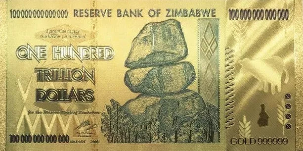 Rare Zimbabwe $100 Trillion Bank Note Currency Gold Rare Money Million Dollars Cash Certificate Frame Framed - A-ZAREY