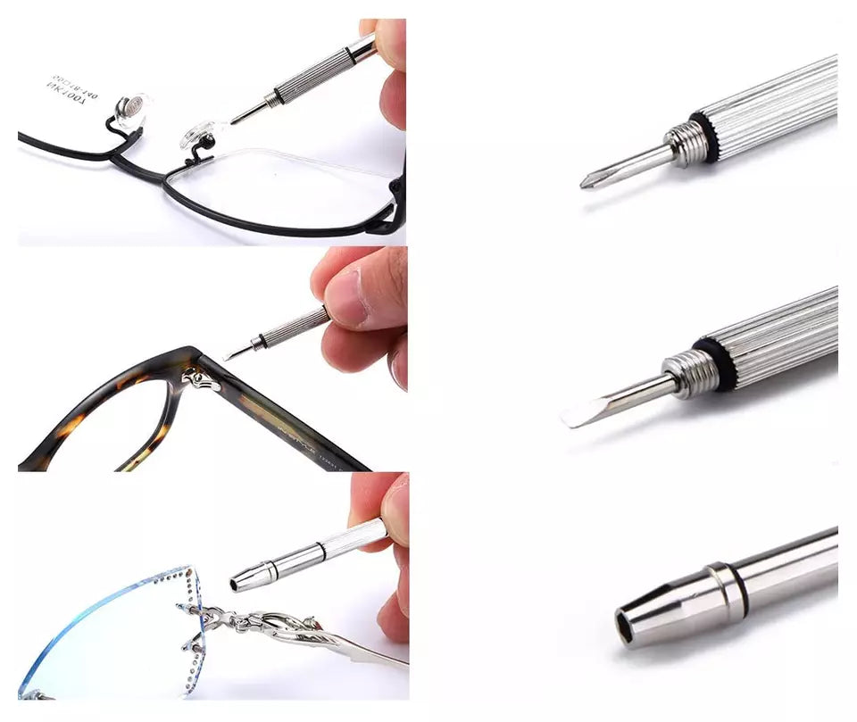 Reading Glasses Repair Kit 550 Pcs Multi Tool Kit Screws Nuts Washers Screw Driver Tweezers Silicone Nose Pads Ear Pads And Storage Box