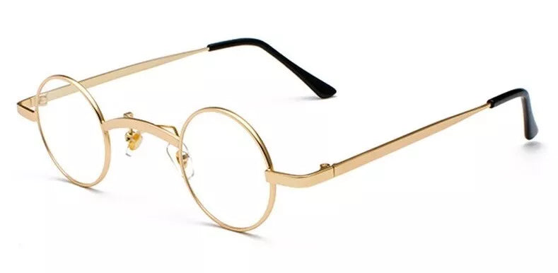 Father Christmas Glasses 38mm Lens Clear Neutral Round Small Lens Gold Santa Metal Framed Vintage Retro Eye Glasses Spectacles - A-ZAREY