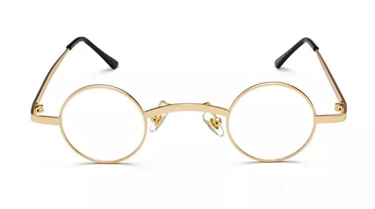 Father Christmas Glasses 38mm Lens Clear Neutral Round Small Lens Gold Santa Metal Framed Vintage Retro Eye Glasses Spectacles - A-ZAREY