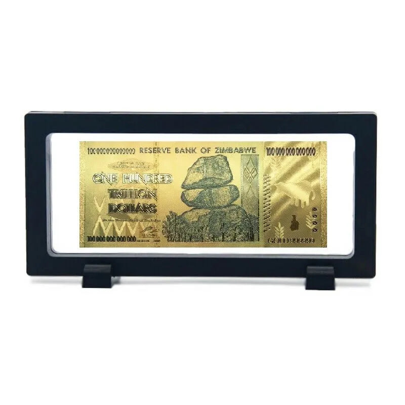 Rare Zimbabwe $100 Trillion Bank Note Currency Gold Rare Money Million Dollars Cash Certificate Frame Framed - A-ZAREY