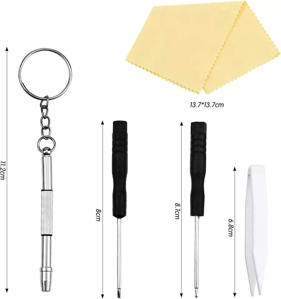 Reading Glasses Repair Kit 550 Pcs Multi Tool Kit Screws Nuts Washers Screw Driver Tweezers Silicone Nose Pads Ear Pads And Storage Box