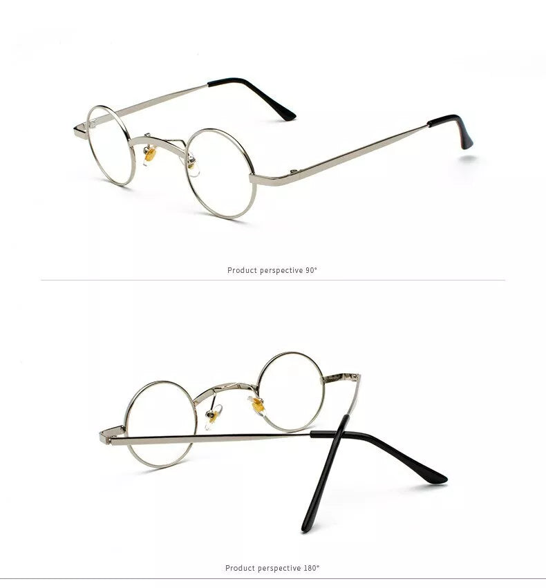 Father Christmas Glasses 38mm Lens Clear Neutral Round Small Lens Silver Santa Metal Framed Vintage Retro Eye Glasses Spectacles - A-ZAREY