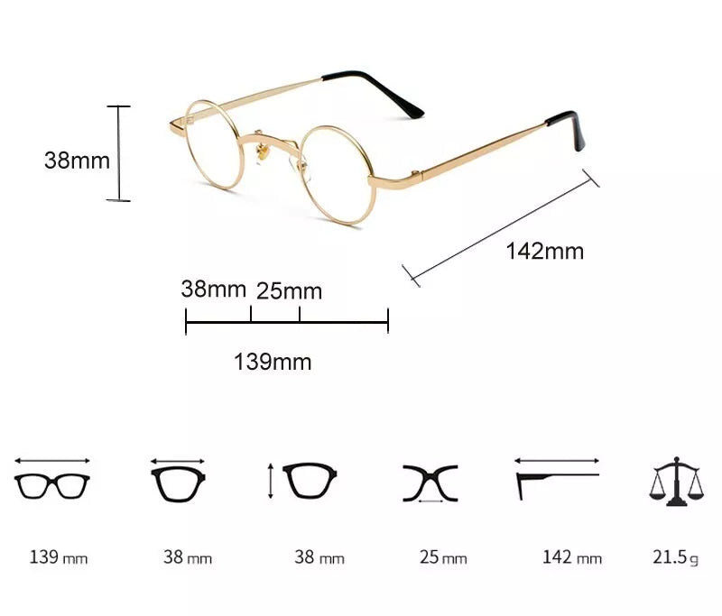 Father Christmas Glasses 38mm Lens Clear Neutral Round Small Lens Gold Santa Metal Framed Vintage Retro Eye Glasses Spectacles - A-ZAREY