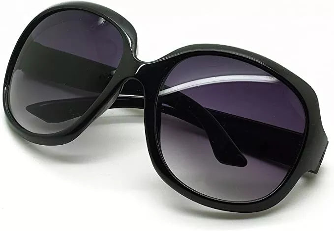Jackie O Sun Glasses Black Oversized Dark Lens UV Sunglasses Jackie Onassis Kennedy Fashion Wear And Case