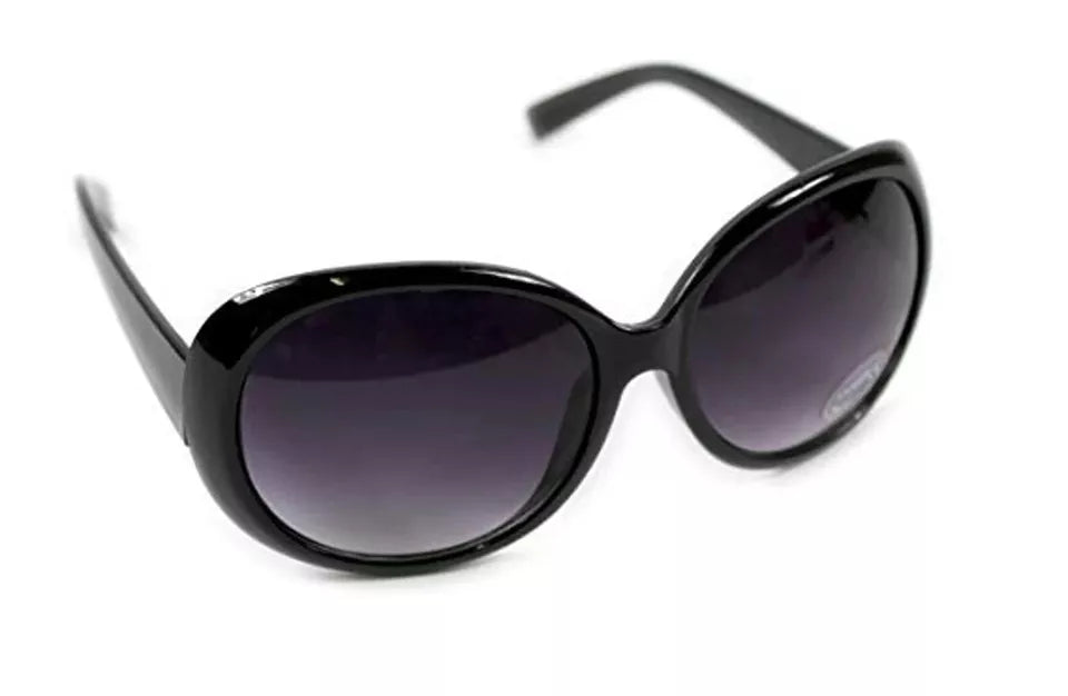 Jackie O Sun Glasses Black Oversized Dark Lens UV Sunglasses Jackie Onassis Kennedy Fashion Wear And Case