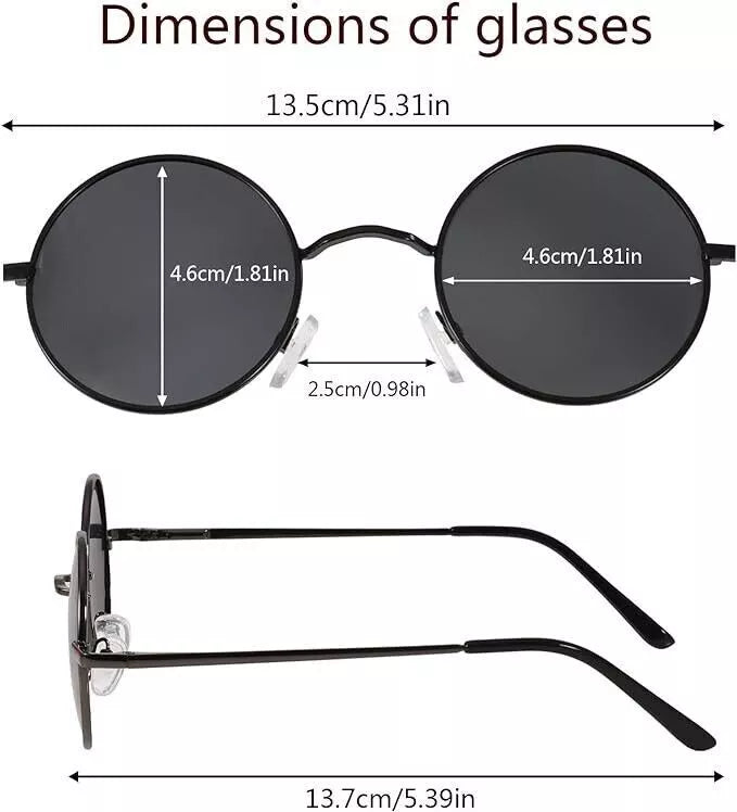 John Lennon Wig And Glasses Lennon Fancy Dress Costume With Brown Hair Piece And Black Round Sunglasses - A-ZAREY