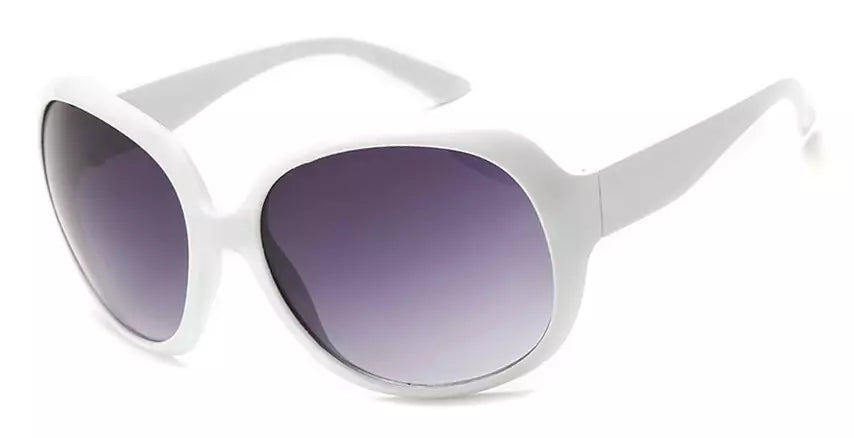 Jackie O Sun Glasses White Oversized Dark Lens UV Sunglasses Jackie Onassis Kennedy Fashion Wear And Case