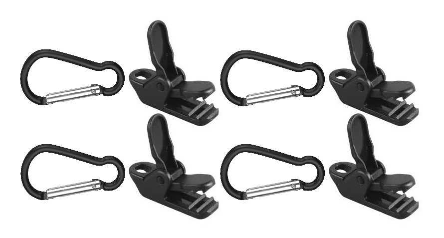 Gazebo Light Clips Hanging Carabina And Crocodile Grip Clips Black Parasol Awning Garden Patio Set Decoration Clamps Fairy String LED Lights With Circlip Hooks - A-ZAREY