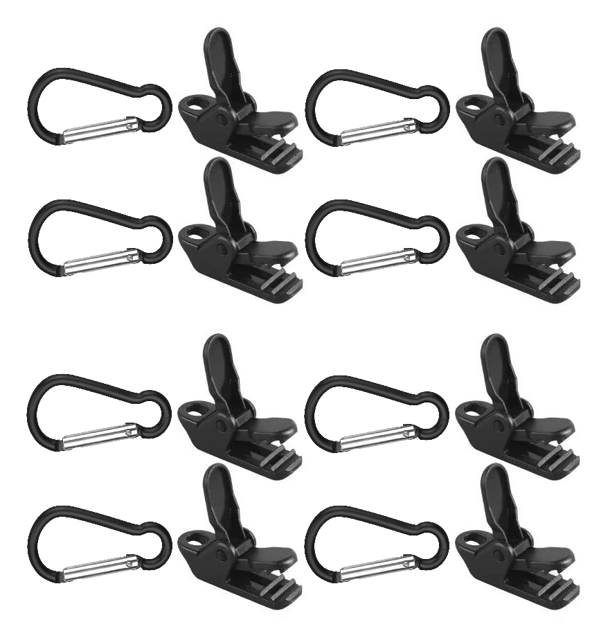 Gazebo Light Clips Hanging Carabina And Crocodile Grip Clips Black Parasol Awning Garden Patio Set Decoration Clamps Fairy String LED Lights With Circlip Hooks - A-ZAREY