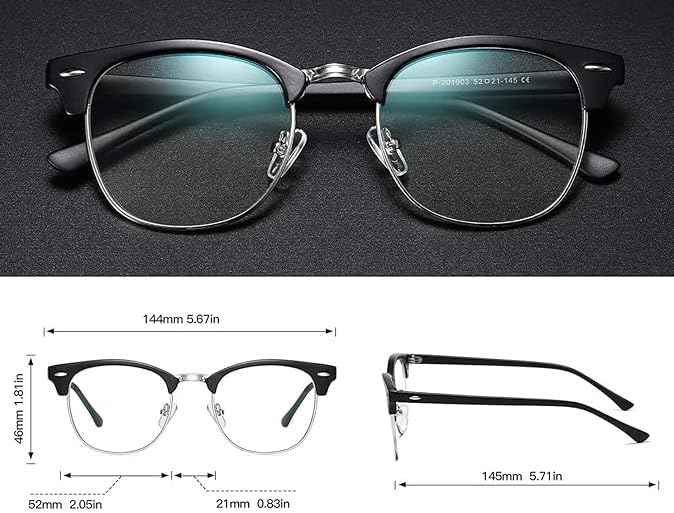Half Rim Glasses And Case Black Glasses Clear Neutral Lens Fancy Dress Costume Eye Glasses - A-ZAREY