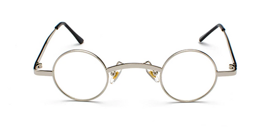 Father Christmas Glasses 38mm Lens Clear Neutral Round Small Lens Silver Santa Metal Framed Vintage Retro Eye Glasses Spectacles - A-ZAREY