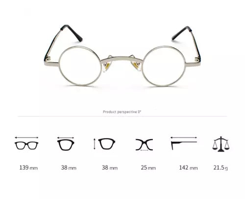 Father Christmas Glasses 38mm Lens Clear Neutral Round Small Lens Silver Santa Metal Framed Vintage Retro Eye Glasses Spectacles - A-ZAREY