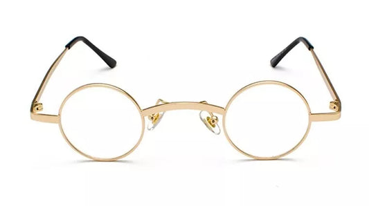 Father Christmas Glasses 38mm Lens Clear Neutral Round Small Lens Gold Santa Metal Framed Vintage Retro Eye Glasses Spectacles - A-ZAREY