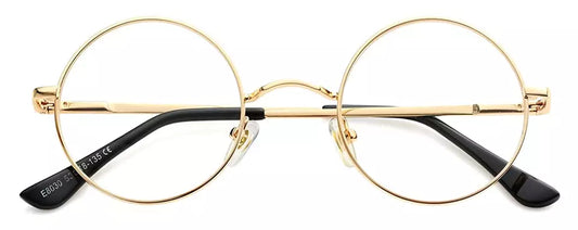 Childrens Santa Eye Glasses 40mm Lens Clear Neutral Round Small Lens Gold Metal Framed Small Eye Glasses Father Christmas Spectacles - A-ZAREY